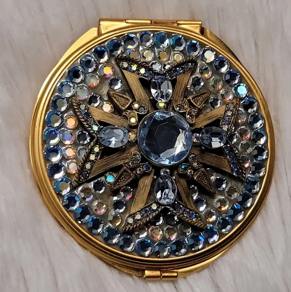 Vintage Rhinestone Double Mirror Compact
